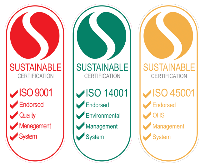 ISO 9001, 14001, and 45001 certified